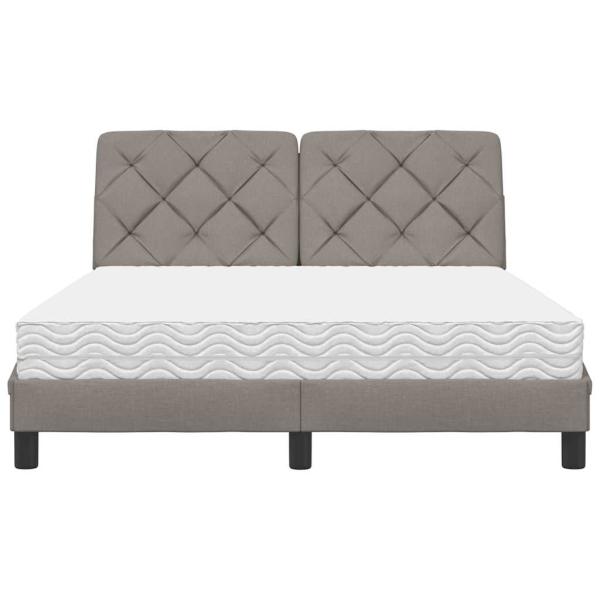 Bett mit Matratze Taupe 140x200 cm Stoff