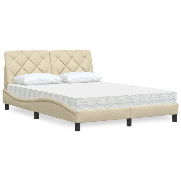 ARDEBO.de - Bett mit Matratze Creme 120x200 cm Stoff