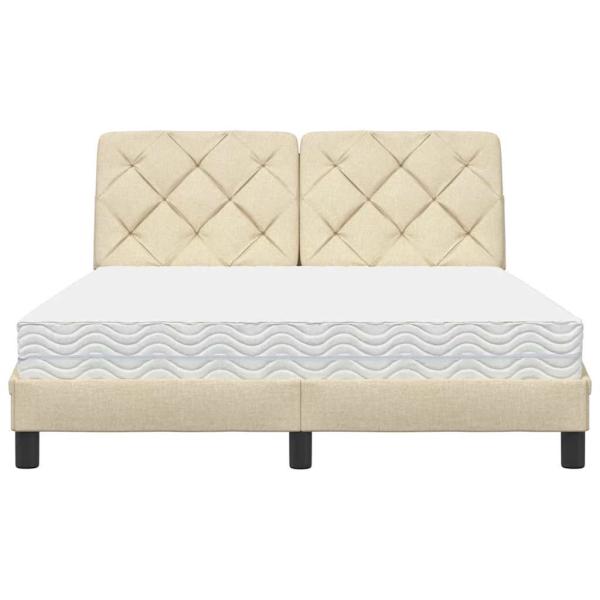 Bett mit Matratze Creme 120x200 cm Stoff