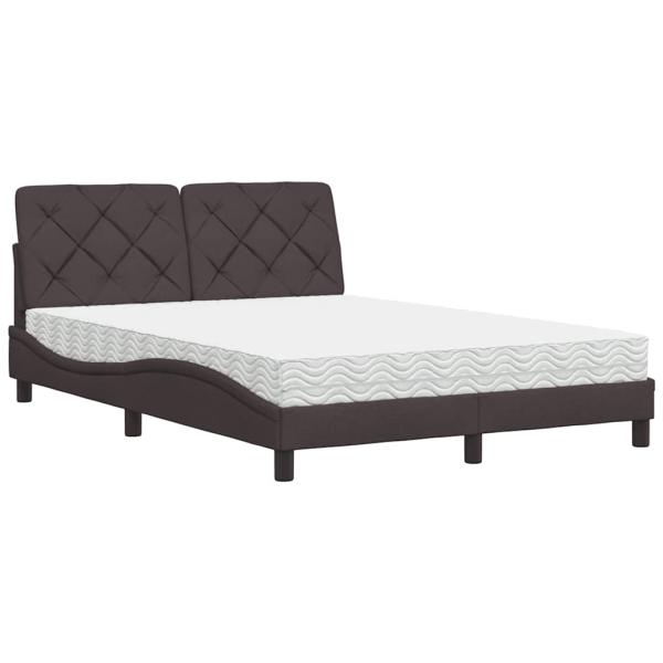ARDEBO.de - Bett mit Matratze Dunkelbraun 120x200 cm Stoff