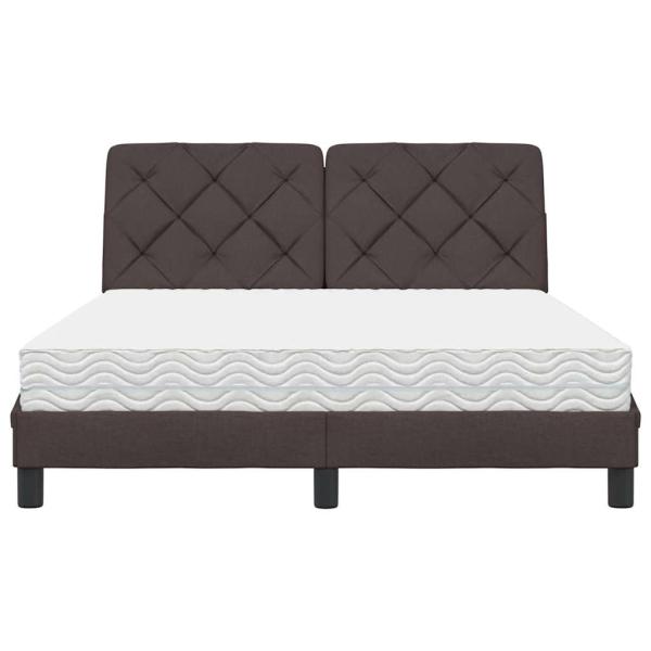 Bett mit Matratze Dunkelbraun 120x200 cm Stoff