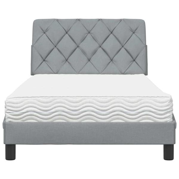Bett mit Matratze Hellgrau 100x200 cm Stoff