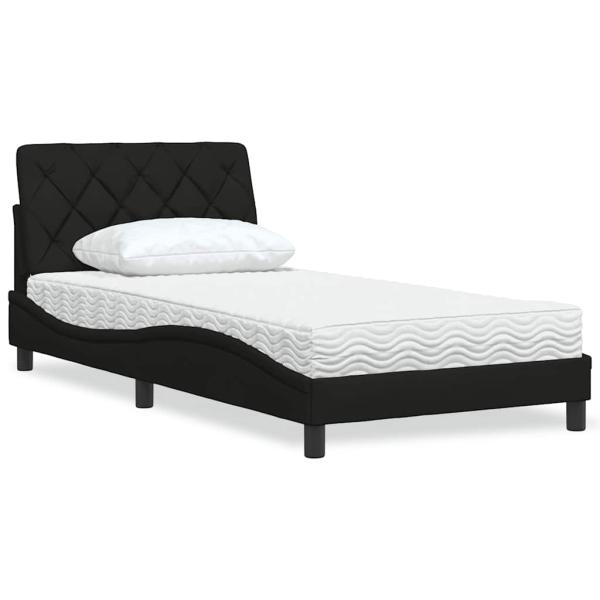 ARDEBO.de - Bett mit Matratze Schwarz 100x200 cm Stoff
