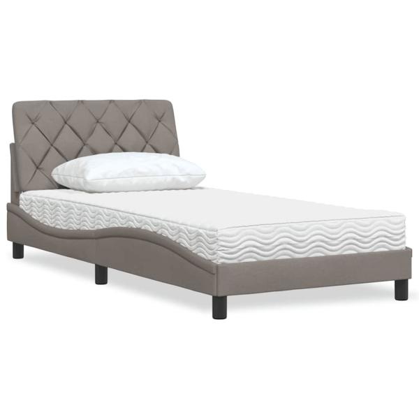 ARDEBO.de - Bett mit Matratze Taupe 100x200 cm Stoff