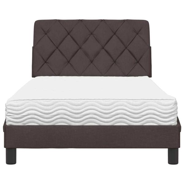 Bett mit Matratze Dunkelbraun 100x200 cm Stoff