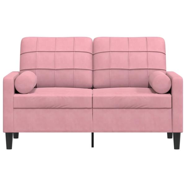 2-Sitzer-Sofa mit Zierkissen Rosa 120 cm Samt