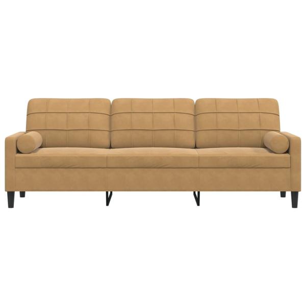 Sofa 3-Sitzer mit Zierkissen Braun 210 cm Samt