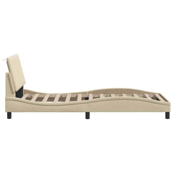 Bettgestell ohne Matratze Creme 80x200 cm Stoff