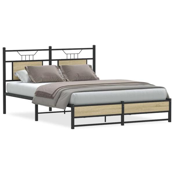 ARDEBO.de - Bettgestell ohne Matratze Sonoma-Eiche 150x200 cm Holzwerkstoff
