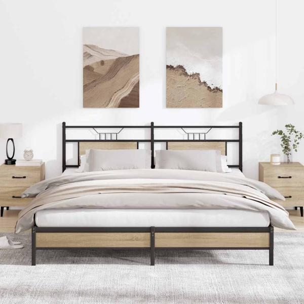 ARDEBO.de - Bettgestell ohne Matratze Sonoma-Eiche 160x200 cm Holzwerkstoff