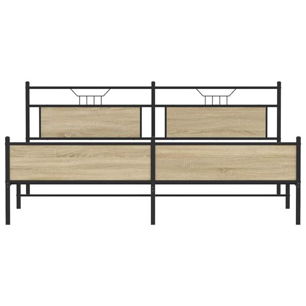 Metallbett ohne Matratze Sonoma-Eiche 200x200 cm