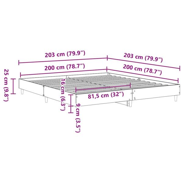Bettgestell ohne Matratze Artisan-Eiche 200x200cm Holzwerkstoff