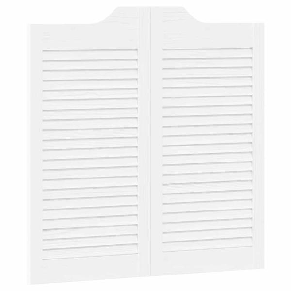 Schwingtüren Lamellen-Design 1-Paar Weiß 80x80 cm