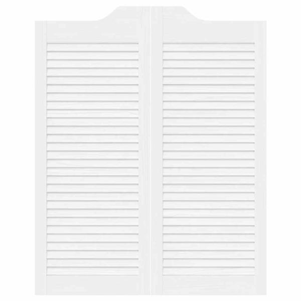 Schwingtüren Lamellen-Design 2-Paar Weiß 100x80 cm