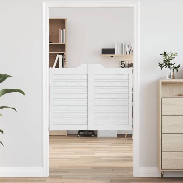 ARDEBO.de - Schwingtüren Lamellen-Design 2-Paar Weiß 80x100 cm