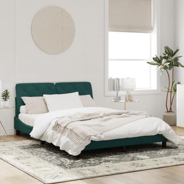Bettgestell mit LED-Leuchten Dunkelgrün 160x200 cm Samt