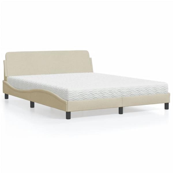 ARDEBO.de - Bett mit Matratze Creme 160x200 cm Stoff