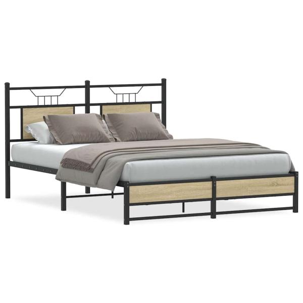 ARDEBO.de - Bettgestell ohne Matratze Sonoma-Eiche 140x190 cm Holzwerkstoff