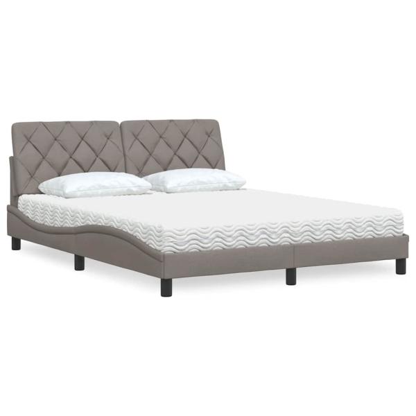 ARDEBO.de - Bett mit Matratze Taupe 160x200 cm Stoff