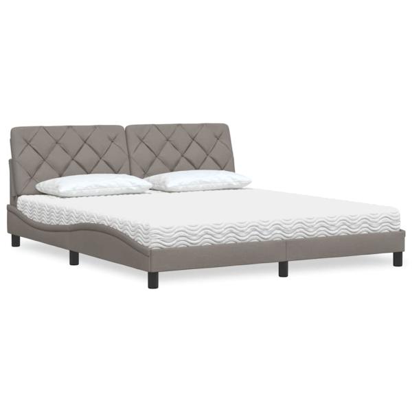 ARDEBO.de - Bett mit Matratze Taupe 180x200 cm Stoff