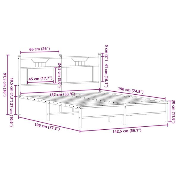 Bettgestell ohne Matratze Sonoma-Eiche 137x190 cm Holzwerkstoff