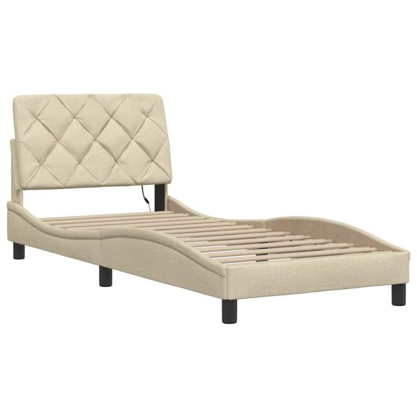 Bettgestell mit LED ohne Matratze Creme 80x200 cm Stoff