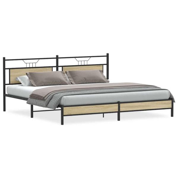 Metallbett ohne Matratze Sonoma-Eiche 200x200 cm