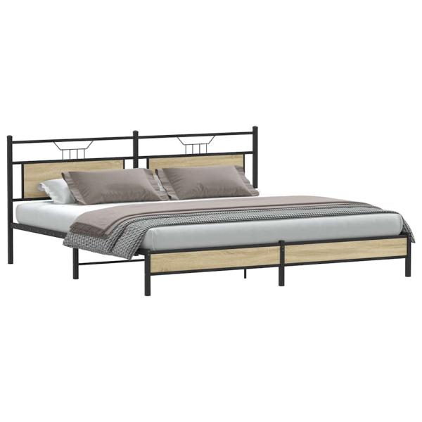 Metallbett ohne Matratze Sonoma-Eiche 200x200 cm