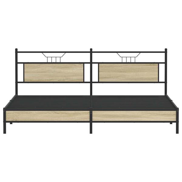 Metallbett ohne Matratze Sonoma-Eiche 200x200 cm