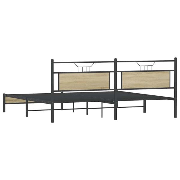 Metallbett ohne Matratze Sonoma-Eiche 200x200 cm