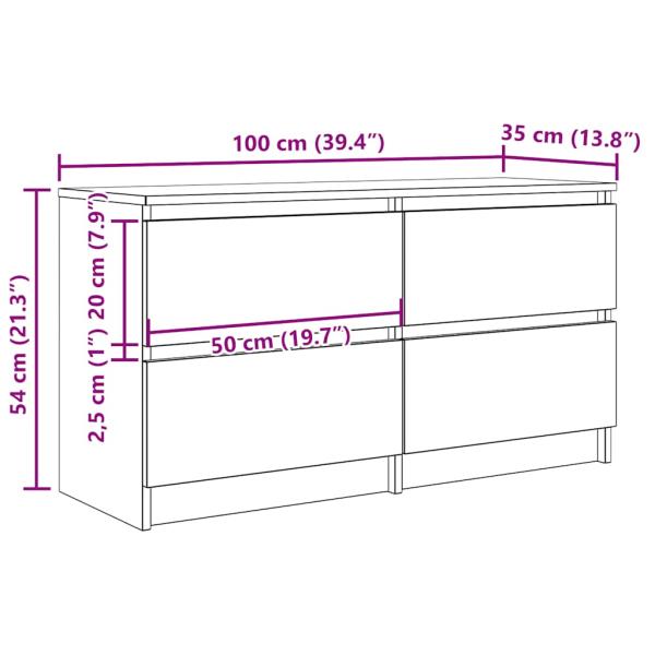 TV-Schrank Betongrau 100x35x54 cm Holzwerkstoff