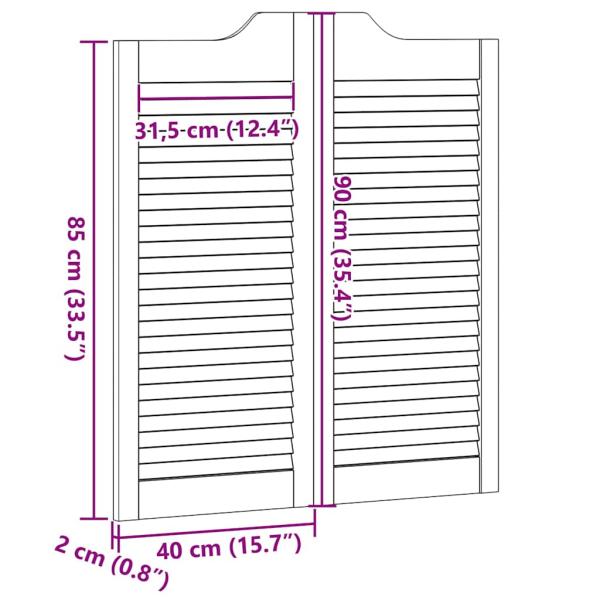 Schwingtüren Lamellen-Design 1-Paar 90x80 cm Massivholz Kiefer