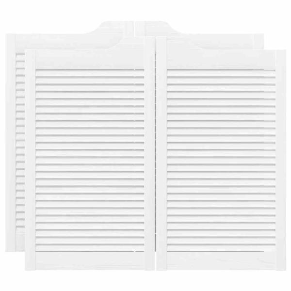 Schwingtüren Lamellen-Design 2-Paar Weiß 90x100 cm