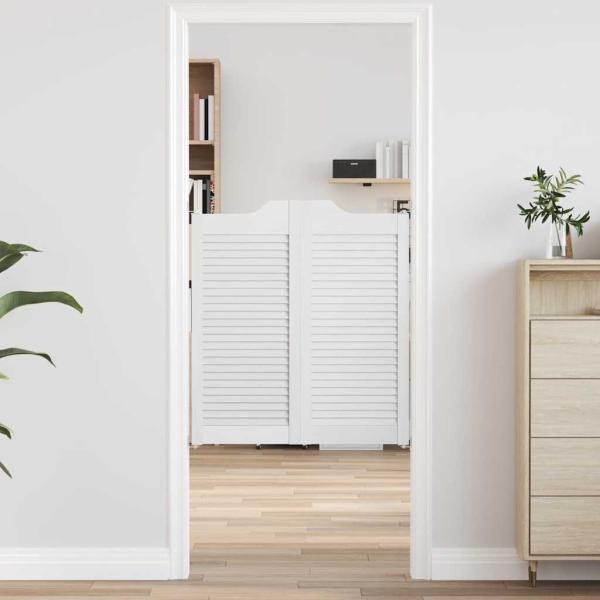 ARDEBO.de - Schwingtüren Lamellen-Design 2-Paar Weiß 90x80 cm