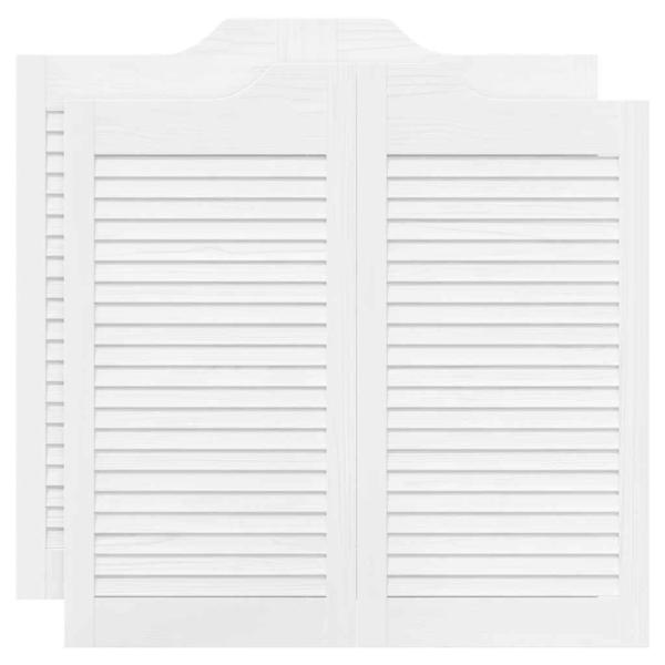 Schwingtüren Lamellen-Design 2-Paar Weiß 90x80 cm