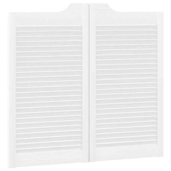 Schwingtüren Lamellen-Design 2-Paar Weiß 90x80 cm