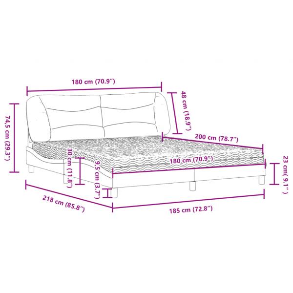Bett mit Matratze Creme 180x200 cm Stoff