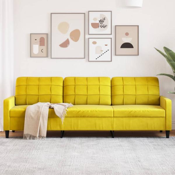 ARDEBO.de - 3-Sitzer-Sofa Gelb 210 cm Samt