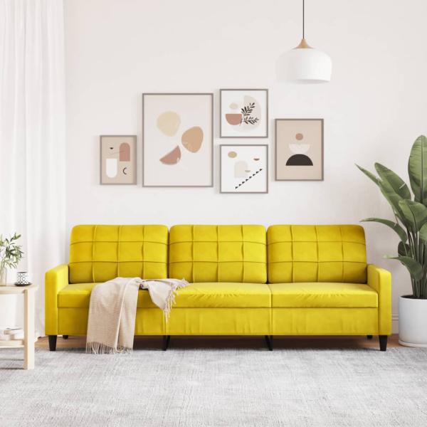 3-Sitzer-Sofa Gelb 210 cm Samt