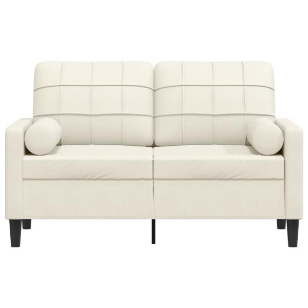 2-Sitzer-Sofa mit Zierkissen Creme 120 cm Samt