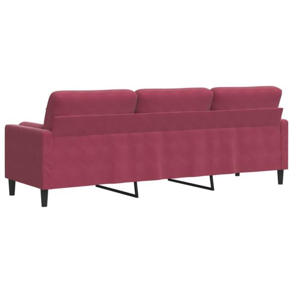 Sofa 3-Sitzer mit Zierkissen Weinrot 210 cm Samt