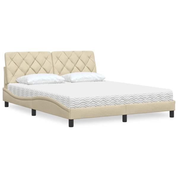 ARDEBO.de - Bett mit Matratze Creme 160x200 cm Stoff