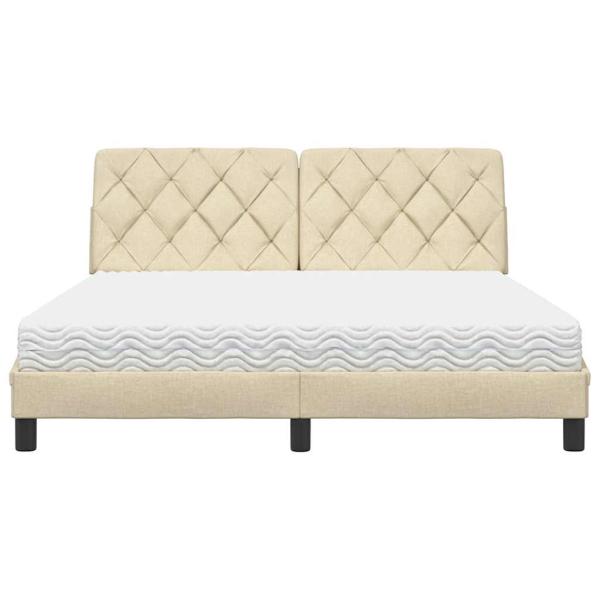 Bett mit Matratze Creme 160x200 cm Stoff
