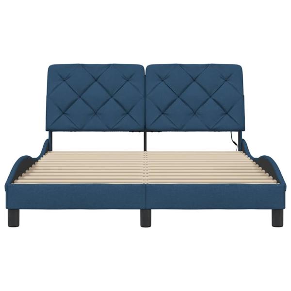 Bettgestell mit LED ohne Matratze Blau 120x200 cm Stoff