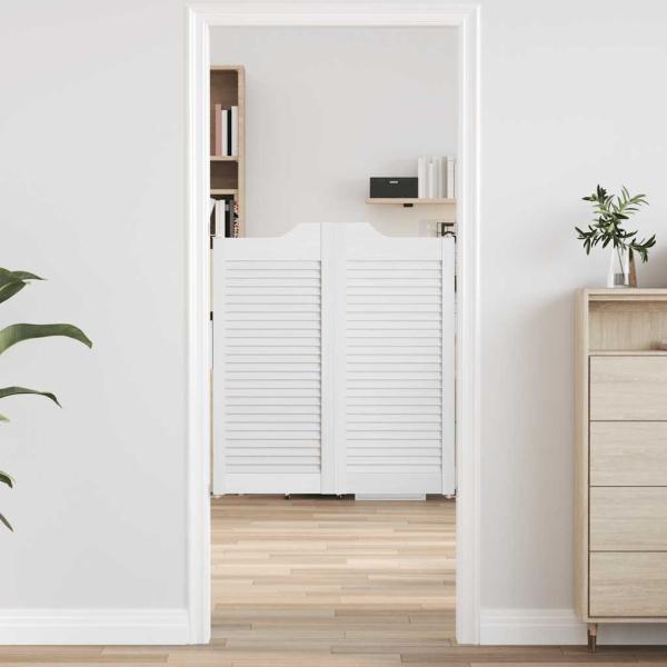 ARDEBO.de - Schwingtüren Lamellen-Design 1-Paar Weiß 90x80 cm