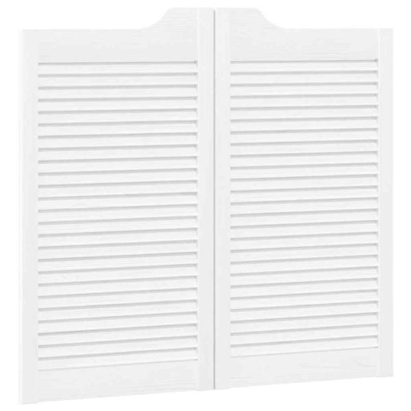 Schwingtüren Lamellen-Design 1-Paar Weiß 90x80 cm