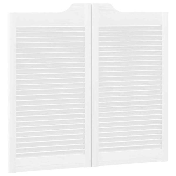 Schwingtüren Lamellen-Design 1-Paar Weiß 90x80 cm
