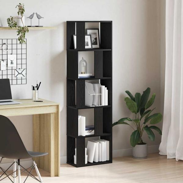 ARDEBO.de - Bücherregal/Raumteiler Schwarz Eichen-Optik 45x24x159 cm