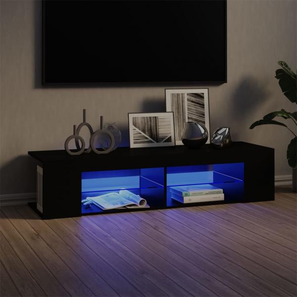 ARDEBO.de - TV-Schrank mit LED-Leuchten Schwarz 135x39x30 cm