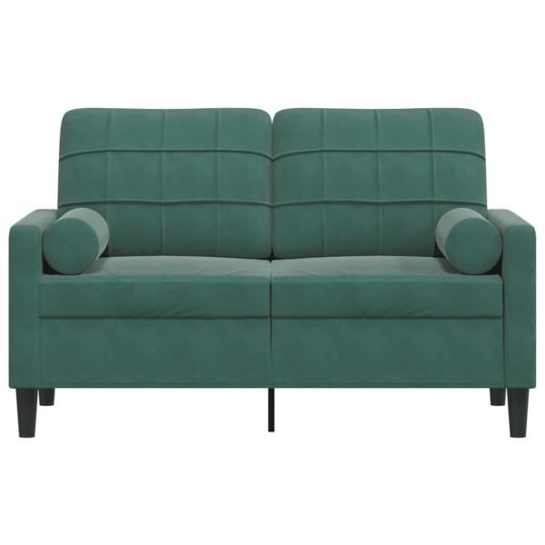 2-Sitzer-Sofa mit Zierkissen Dunkelgrün 120 cm Samt